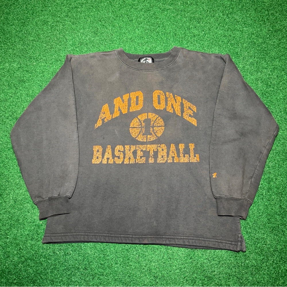 Vintage 90s And1 Basketball Kids L 14-16 Womens Xs Faded Sweatshirt